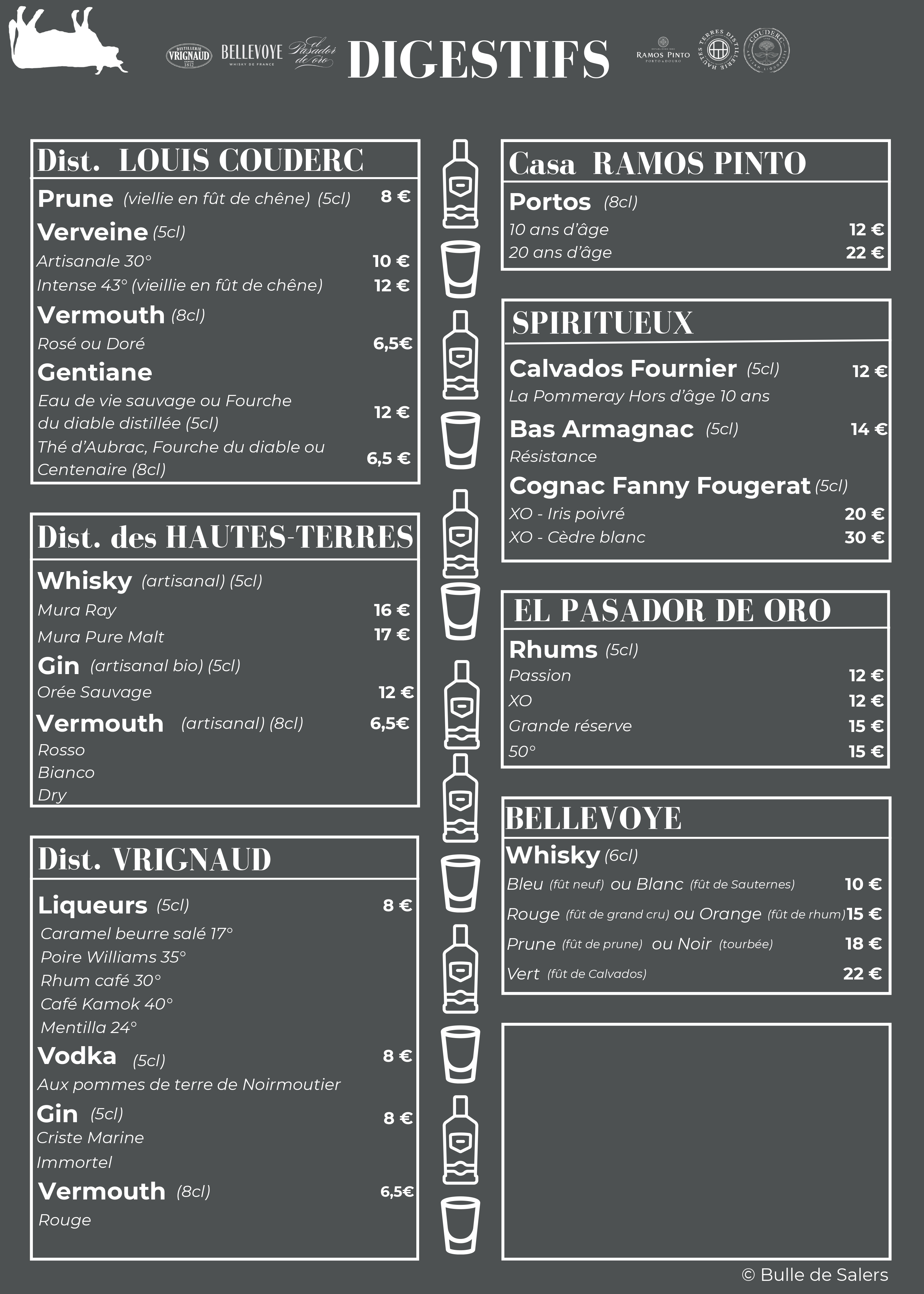 Carte des digestifs