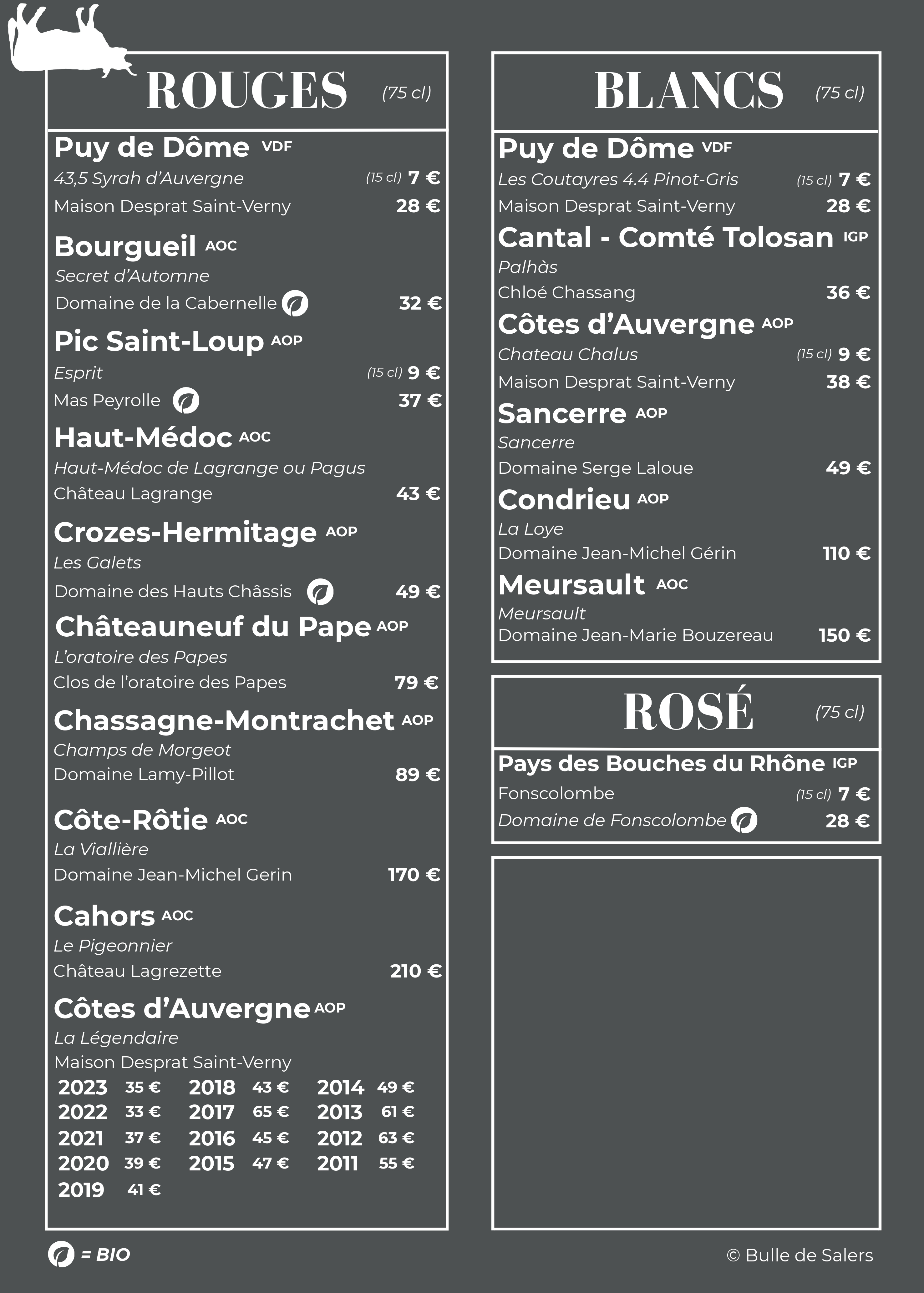 Carte des vins